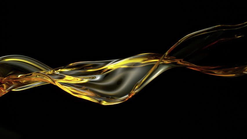 Ultra Slow Motion Golden Oil Splash at 1000fps, Liquid Wave on Black Background