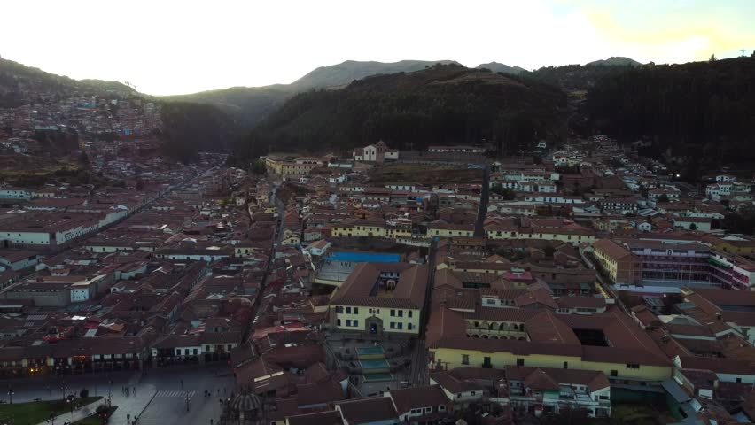 Cusco Peru aerial drone South America Inca empire capital Spanish colonial architecture