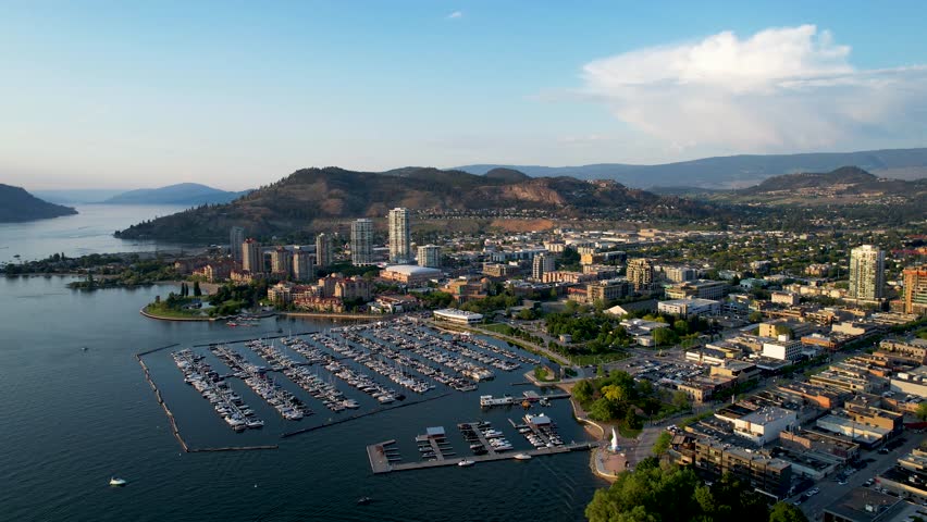 Aerial View of Downtown Kelowna British Columbia, Canada