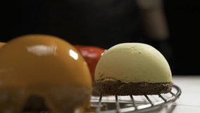 caramel glaze pouring on cheesecake, close-up - Powered by Shutterstock - Get 15% off with code: PIKWIZARD15