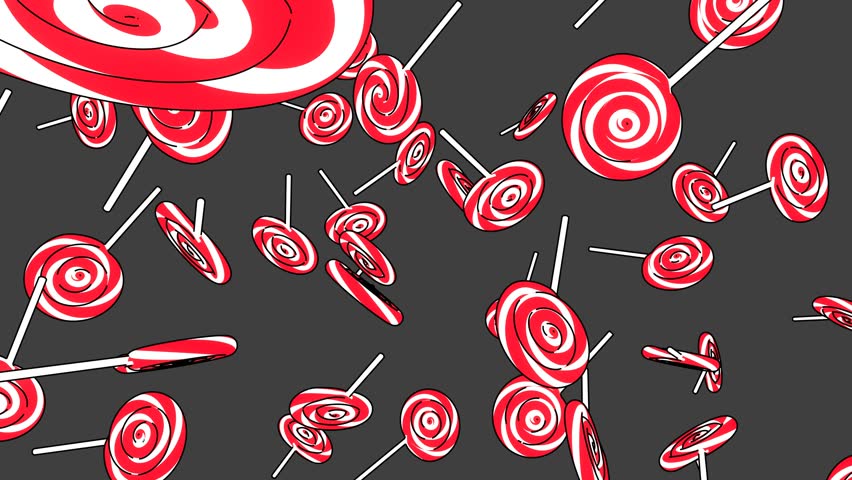 Toon-style lollipops of red color on a gray background.
Loop able 3DCG animation.
