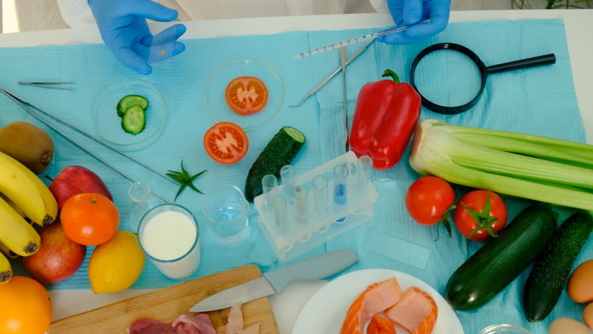 food research in the laboratory. Selective focus.