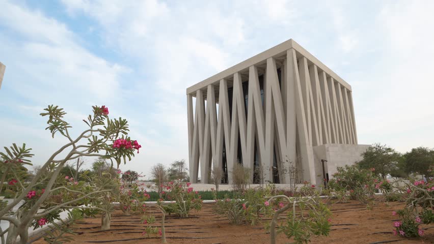 Abu Dhabi, United Arab Emirates - February 23, 2025: Synagogue at Abrahamic Family House in Abu Dhabi, UAE, stands as a symbol of interfaith unity, featuring a mosque, church, and synagogue
