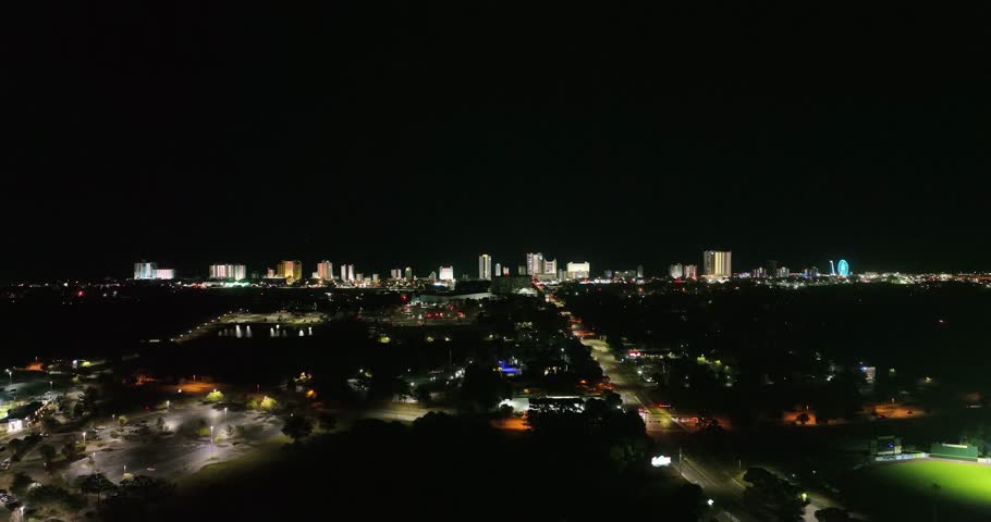 Drone view of high rise condos and hotels in Myrtle Beach, South Carolina