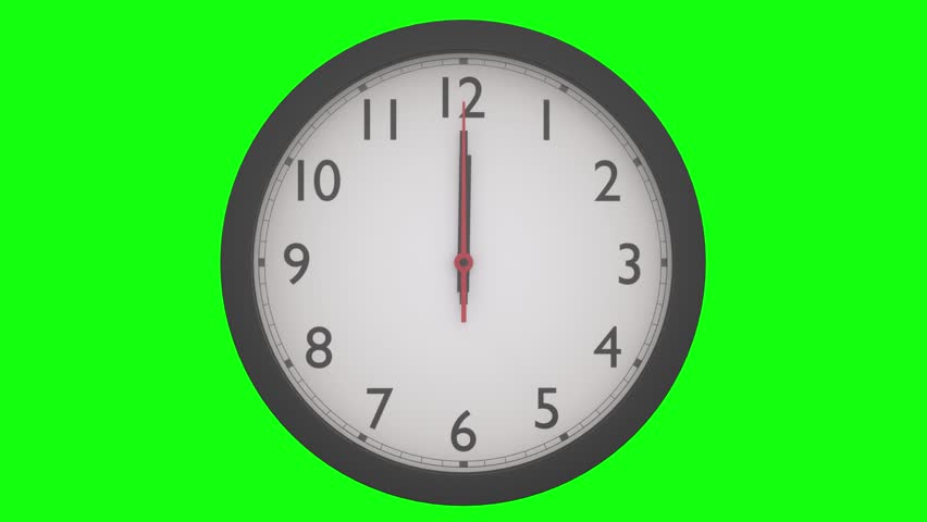 Fast Clock Time-Lapse - Full Rotation on Green Screen Background