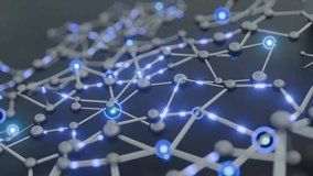 Neon Blue Tech Grid with Nodes and Connections – AI Data Flow and Digital Communication Animation - Powered by Shutterstock - Get 15% off with code: PIKWIZARD15