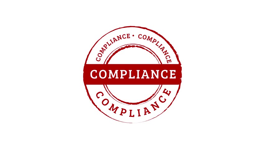 compliance stamp seal compliant to standard regulation and certification mark badge animated