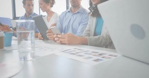 Collaborating in modern office, business team using digital network animation overlay. Teamwork, technology, innovation, corporate, networking, collaboration - Powered by Shutterstock - Get 15% off with code: PIKWIZARD15