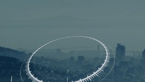 Cityscape with futuristic digital interface, geometric patterns overlaying urban skyline. technology, metropolis, innovation - Powered by Shutterstock - Get 15% off with code: PIKWIZARD15