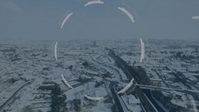 Futuristic digital interface animation over aerial view of snowy urban landscape. technology, cityscape, innovation - Powered by Shutterstock - Get 15% off with code: PIKWIZARD15