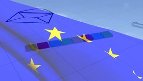 Animation of colorful business icons and charts with European Union stars overlay. finance, economy, trade, data, analytics, growth - Powered by Shutterstock - Get 15% off with code: PIKWIZARD15