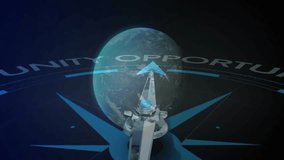 Animation of compass needle pointing to opportunity over digital globe in school. Navigation, direction, education, technology, guidance, exploration - Powered by Shutterstock - Get 15% off with code: PIKWIZARD15