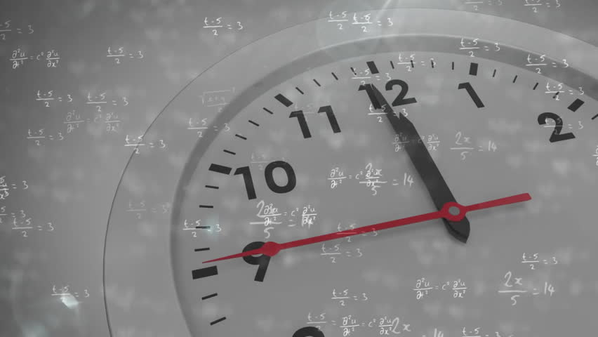 Mathematical equations overlaying clock face, symbolizing time and calculations animation. mathematics, abstract, concept - Powered by Shutterstock - Get 15% off with code: PIKWIZARD15
