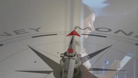 Pointing to money, compass over tablet, symbolizing financial direction in animation. Finance, investment, strategy, guidance, decision, savings - Powered by Shutterstock - Get 15% off with code: PIKWIZARD15