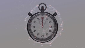 Stopwatch with network connections and data points in background animation. Technology, connectivity, digital, analytics, futuristic, innovation - Powered by Shutterstock - Get 15% off with code: PIKWIZARD15