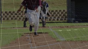 On field, baseball players practicing with animated data analytics overlay. sports, athletics, technology, analysis, tracking, performance - Powered by Shutterstock - Get 15% off with code: PIKWIZARD15