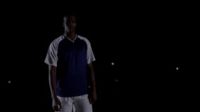 Stock market data animation over soccer ball on green field background. Investment, finance, sports, technology, trading, analysis - Powered by Shutterstock - Get 15% off with code: PIKWIZARD15