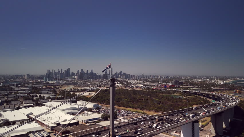 Westgate Bridge Melbourne Australia, aerial views. 