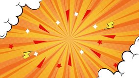 comic style backdrop with dynamic effects on orange background seamless 4k video background motion pop art design - Powered by Shutterstock - Get 15% off with code: PIKWIZARD15