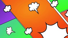 comic pop art with dynamic speech bubble designs seamless 4k video background motion pop art design orange green purple - Powered by Shutterstock - Get 15% off with code: PIKWIZARD15