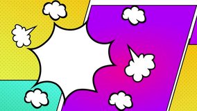 comic pop art with dynamic speech bubble designs seamless 4k video background motion pop art design purple yellow green - Powered by Shutterstock - Get 15% off with code: PIKWIZARD15