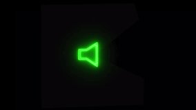 Neon glowing green audio speaker volume on line art icons for apps and websites. Technology Radio wave  signal frequency sign illustration on black background. - Powered by Shutterstock - Get 15% off with code: PIKWIZARD15