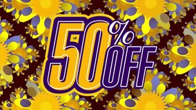 50% off sale promotion banner with spring flowers on background. Hot spring summer flash sale with discount banner. - Powered by Shutterstock - Get 15% off with code: PIKWIZARD15