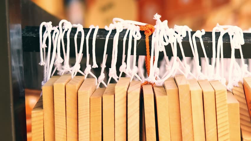 Votive pictures " Ema" in a shrine in Japan, Tradition or religion, Shinto, Slider shot, 4K slow motion