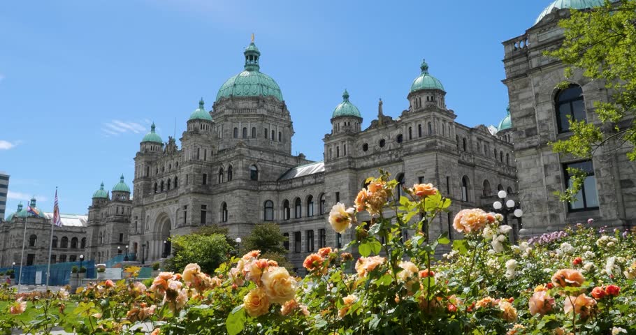 Beautiful architecture of the Parliament Buildings.Summertime in Victoria, Canada.
