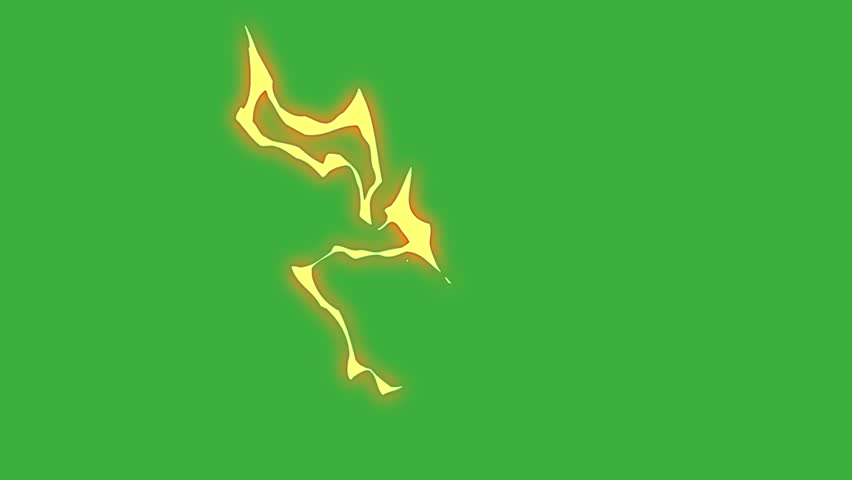 Looping video animation cartoon electric element effect moving on green screen background 