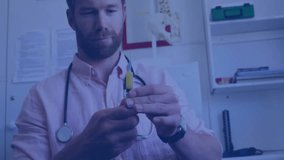 Medical professional analyzing test tube with digital data overlay animation. Laboratory, biotechnology, innovation, scientist, analysis, futuristic - Powered by Shutterstock - Get 15% off with code: PIKWIZARD15