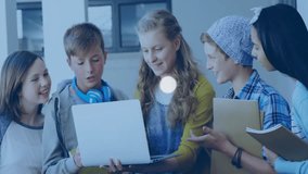Collaborating in school, diverse group of people with animation network overlay. Teamwork, collaboration, education, diversity, networking, communication - Powered by Shutterstock - Get 15% off with code: PIKWIZARD15
