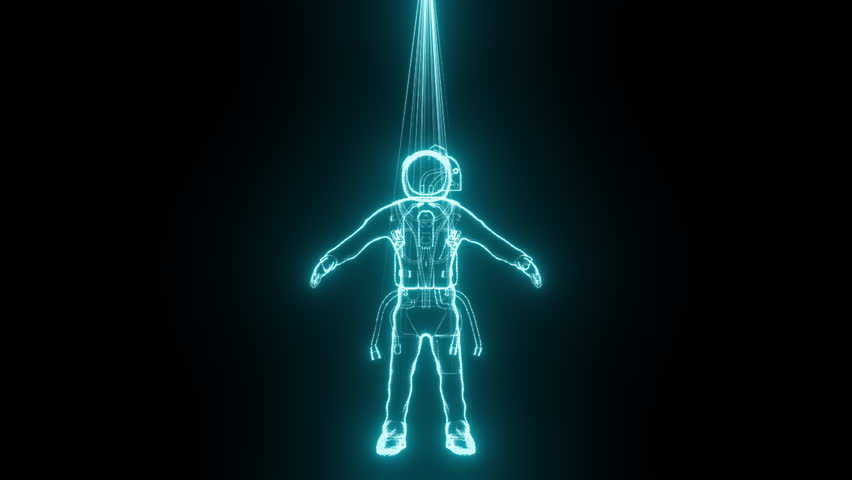 Holographic Astronaut. Computer generated 3d render