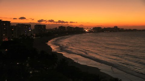 Golden Sunrise Timelapse over Beautiful Sand Beach in Puerto Rico. Can also be reversed for Sunset.  