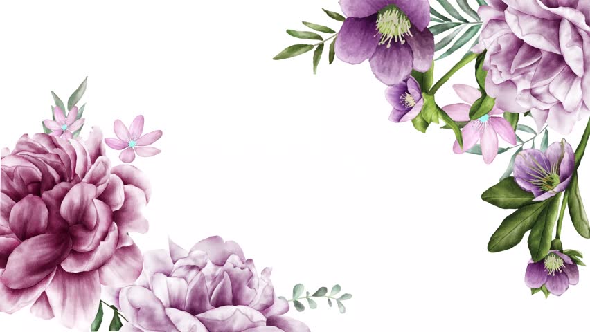 Watercolor leaves and floral animated frame background invitation card for wedding invitation spring summer plants