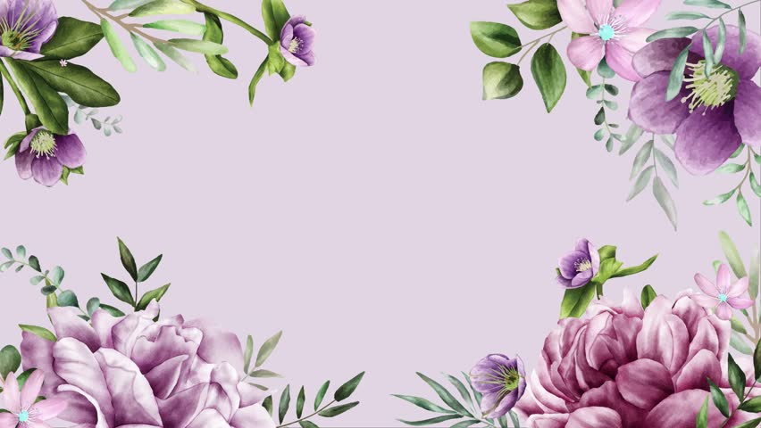 Watercolor leaves and floral animated frame background invitation card for wedding invitation spring summer plants