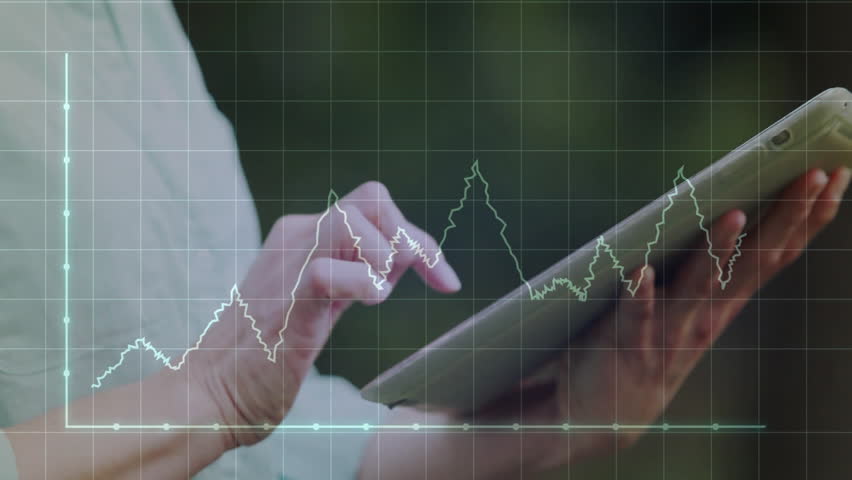 Using tablet, hands interacting with financial graph animation on screen. Technology, finance, digital, data, business, analysis - Powered by Shutterstock - Get 15% off with code: PIKWIZARD15