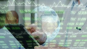 Using smartphone with stock market data and graphs overlaying globe background. Finance, technology, investment, trading, analytics, global - Powered by Shutterstock - Get 15% off with code: PIKWIZARD15