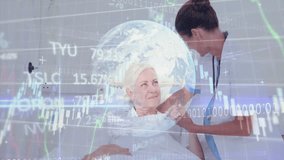 Caring for elderly patient, healthcare professional analyzing financial data with animation. senior care, financial analysis, support, medical, assistance - Powered by Shutterstock - Get 15% off with code: PIKWIZARD15