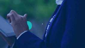 Using tablet, person interacting with digital icons and network animation. Technology, connectivity, innovation, communication, interactive, interface - Powered by Shutterstock - Get 15% off with code: PIKWIZARD15