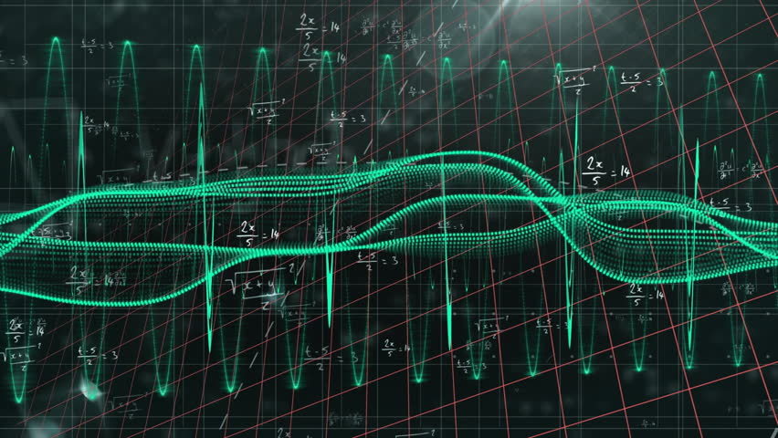 Animation of mathematical equations and graphs with digital wave patterns. Mathematics, technology, data, analytics, abstract, futuristic - Powered by Shutterstock - Get 15% off with code: PIKWIZARD15