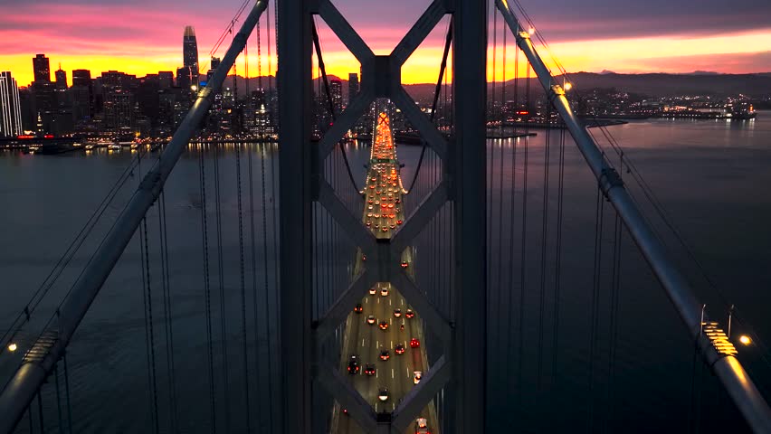 San Franscisco bridge, beautiful view of golden gate , oakland bay bridge night view.