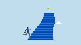Stair to success, 4k animation businessman running up stair to reach goal. - Powered by Shutterstock - Get 15% off with code: PIKWIZARD15