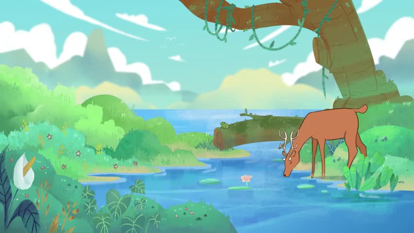  A breathtaking natural landscape teeming with wildlife in their serene habitat