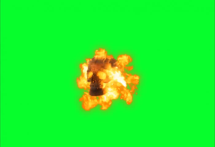 Animation Blazing Head 4K, Green Screen Background