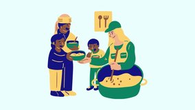 Cartoon Animation of a Volunteer Distributing Food and Supplies - Powered by Shutterstock - Get 15% off with code: PIKWIZARD15