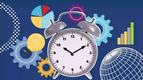 Business Time Management Concept for Productivity Improvement, Featuring Clock, Graphs, Diagrams, and Gears on Abstract Background - Powered by Shutterstock - Get 15% off with code: PIKWIZARD15