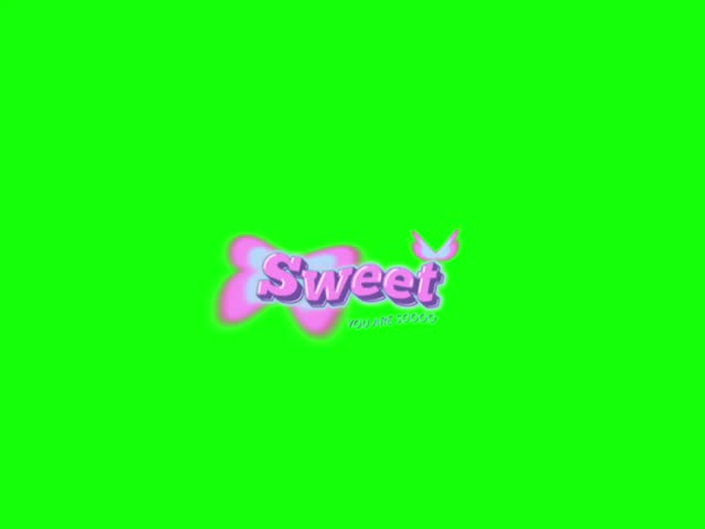 Sweet butterfly sticker Pink green screen background 