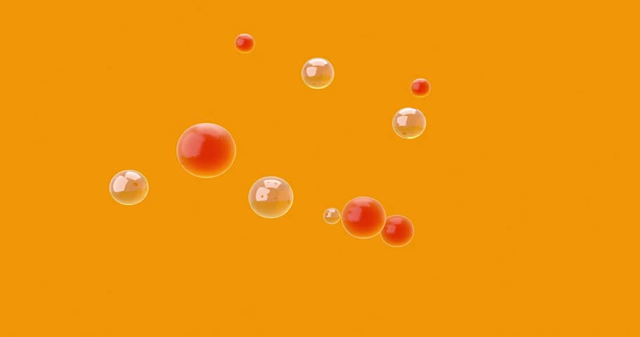 orange jelly beans, orange and yellow bubbles.