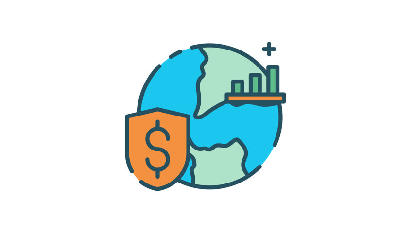 Global Finance Security Growth Chart Shield Looping Icon Animation